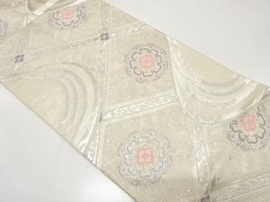 アンティーク　華紋に孔雀羽根・流水模様織り出し袋帯（材料）